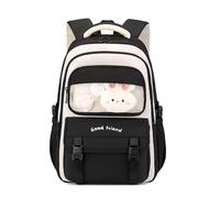 Sac à dos scolaire pour filles style académique moderne compartiments multiples destiné aux élèves du primaire et du collège pratique pour un usage quotidien et les trajets vers (Black, 47x32x20)