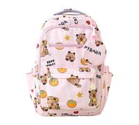 Sac à dos scolaire robuste en nylon pour adolescentes avec compartiment style mignon inspiré des dessins animés port léger et ergonomique à double bretelles (One Size)