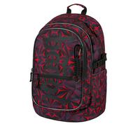 Baagl Sac à dos scolaire pour garçons - Sacs d'école pour enfants avec dos ergonomique, sangle de poitrine et éléments réfléchissants (Red Polygon)