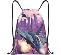 Sac À Dos Scolaire Scène De Bataille Aérienne dans Une Ville d'art Numérique Sacs De Sport À Cordon Grand Sacs À Cordon De Serrage Coloré Sac De Gym pour École Gym Sport 36X42Cm