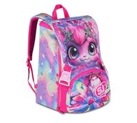 Sac à dos scolaire Sj Gang Cat Lady Gattina extensible par Seven pour fille élémentaire + 7 stylos à pression et porte-clé pailettes