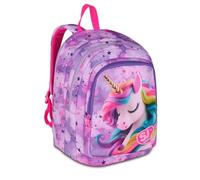 Sac à dos scolaire Sj girl Fable Journey Licorne ailée Advance Round By Seven pour fille élémentaire + 7 stylos à pression et porte-clé pailettes