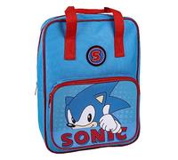 Sac à Dos Scolaire Sonic - Fermeture Éclair - 25x31x10 cm - Cartable pour Enfant avec Détails 3D - Bretelles Rembourrées