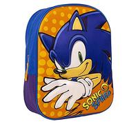 Sac à Dos Scolaire Sonic - Fermeture Éclair - 25x31x10 cm - Cartable pour Enfant avec Détails 3D - Bretelles Rembourrées