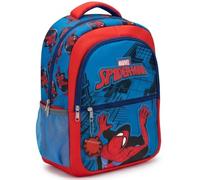 Sac à dos scolaire Spider-Man pour enfant - Licence officielle Marvel, 100% polyester, couleur rouge et bleu, double compartiment avec fermetures éclair, poche latérale en maille, retour au cole
