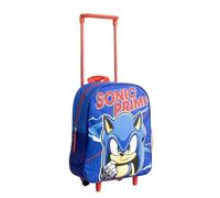 Sac à dos scolaire style trolley de Sonic-Couleur bleue-25x10x29cm-Sac à dos à roulettes fabriqué en polyester-Comprend des chevilles antidérapantes
