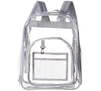 Sac à dos scolaire transparent, sac transparent, sacs de bibliothèque autorisés dans les stades, sacs à dos en PVC imperméables pour concerts, sport, école, université, travail et voyages, Gris
