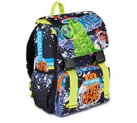 Sac à dos scolaire triple compartiment Mitama disco space, enfant, extensible, école primaire et moyenne, multicolore, Taglia Unica