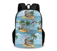 Sac À Dos Sea Beach Skeleton Palm Tree Shark Backpack Léger Daypack Loisirs Bookbag pour Camping Randonnée Voyage