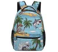 Sac À Dos Sea Beach Skeleton Palm Tree Shark Sac D'École Homme Et Femme Backpack Léger Cartable pour Scolaire Randonnée Étudiant
