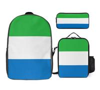 Sac À Dos Sierra Leone Drapeau National Sac Scolaire Léger Pour Filles Et Garçons Ensemble 3 En 1 Grande Capacité Sac À Dos Imperméable Avec Sac Déjeuner Et Trousse Pour Enfants Étudiants Ados