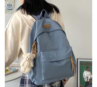 Sac à dos simple et classique de couleur unie pour femmes, grande capacité, style étudiant/décontracté, premier jour d'école, sac à dos pour le collège Taille UniqueMulticoloreÉtoffe