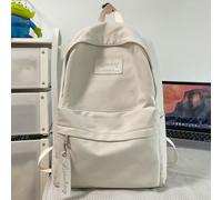 Sac à dos simpliste de couleur unie polyvalent pour filles, prépa-scolaire pour filles, sac à dos en nylon tout assorti pour voyages avec grande capacité, décoration de lettre de tab simple et décontr