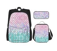 Sac à dos sirène rose pastel violet aqua thé école trousse à crayons sac à déjeuner sac à dos combinaison sac à dos pour enfants sac à dos d'école sac à dos