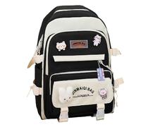 Sac à dos spacieux pour adolescents avec plusieurs compartiments, une trousse, une pochette et une bandoulière réglable - LUNABACK Noir