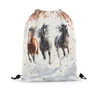 Sac À Dos Sport Gym Cheval Au Galop Étanche Sac A Dos Cordon Unisexe Sacs De Sport avec Cordon De Serrage pour Plage Sports Plein Air 39X46Cm