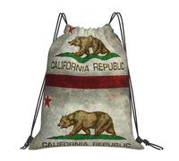 Sac À Dos Sport Gym Drapeau De La République De Californie Réglable Sac À Dos À Cordon De Serrage Leger Sacs À Cordon De Serrage pour Sports Voyage Basket-Ball 39X46Cm
