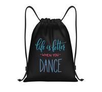 Sac À Dos Sport Gym La Vie Est Plus Belle Quand on Danse Leger Sac À Dos À Cordon De Serrage Résistant Natation Sac Cordon De Sport pour Homme Salle Plein Air 39X46Cm