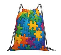 Sac À Dos Sport Gym l'amour des Pièces De Puzzle De l'Autisme Étanche Sac À Dos À Cordon Leger Sacs De Sport avec Cordon De Serrage pour Piscine Homme Fußball 39X46Cm