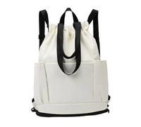 Sac à dos sportif avec cordon de serrage pour la gym, la randonnée, grand compartiment principal, résistant à l'eau, bandoulière ergonomique, facile à transporter, beige