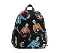 Sac à dos squelette humain Rock Roll Gesture pour tout-petits garçons avec étiquette nominative, sacs à dos préscolaires pour filles, Squelettes Humains Rock Roll Geste, 3-5 Years, Sacs à dos mignons