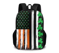 Sac À Dos St Patricks Day Shamrock Clovers Irish American Flag Backpack Loisirs Sac D'École Homme Et Femme Bookbag pour Camping Scolaire Voyage