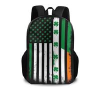 Sac À Dos St Patricks Day Shamrock Clovers Irish American Flag Cartable Ordinateur Portable Daypack Homme Et Femme Bookbag pour Randonnée Scolaire Étudiant
