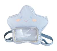 Sac à dos Star pour femmes, sac à bandoulière à fermeture éclair en Nylon | Star Backpack pour Femmes Zip Nylon avec Poche Claire Sac à Dos Kawaii pour Voyage Zipper Shoulder Bag Nylon with Clear