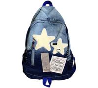 Sac à dos Star, sac à dos Y2K vintage Grunge Skull, bleu | Sac esthétique léger pour les voyages, les concerts, le shopping, l'école, les sorties quotidiennes et le transport décontra