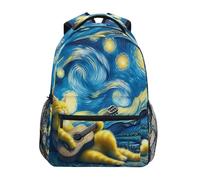 Sac À Dos Starry Night Cat Bookbag Ordinateur Portablesac D'École Tendance Cartable pour Camping Scolaire Cadeau Rentrée