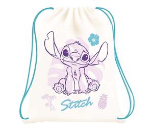 Sac à Dos Stitch 30x40 cm avec Cordon au Design Tropical Beige
