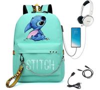 Sac A Dos Stitch tudiant Sac - Sac Dos Avec USB Et Prise Casque - 45x32x15cm - Vert vert SAC A DOS
