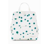 Sac à dos stylé pour femmes en blanc avec des pois et des détails contrastés, taille : UNI Couleur : Bianco