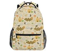 Sac À Dos Sweet Bee Hive Flower Pattern Cartable Scolaire Loisir Cartables Classique Rucksack pour École Étudiant Randonnée 29X40CM