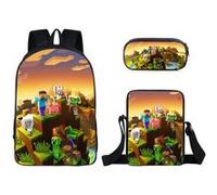 Sac à dos SZSMART Minecraft Three-piece Student School Sac à dos Set Ensemble de sacs à dos décole pour étudiants modélisé de 7 G
