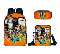 Sac à dos SZSMART Minecraft Three-piece Student School Sac à dos Set Ensemble de sacs à dos décole pour étudiants modélisé de 5 G