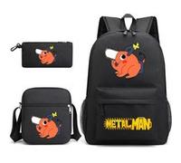 Sac à dos SZSMART Three-piece Chainsaw Man Student School Sac à dos Set Ensemble de sacs à dos pour étudiants avec tronçonneuse G