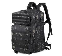 Sac à dos tactique militaire de 45 l - Sac à dos Molle Army Assault Utility Pack 3 jours Sac de sortie randonnée Treeking Camouflage Chasse - 32 x 26 x 50 cm, Noir CP, M, Tactique