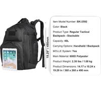 Sac à dos tactique VEVOR, capacité 25L, système MOLLE, 40L cascade