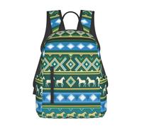 Sac À Dos Teal Green Native American Tribal Ethnic Western Horse Cartable Ordinateur Portable Backpack Léger Sac D'École pour Randonnée Camping Scolaire