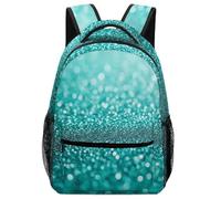 Sac À Dos Teal Teal Green Glitter Sparkle Texture Backpack Loisirs Cartable Homme Et Femme Bookbag pour Randonnée Scolaire Cadeau Rentrée