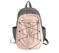 Sac à dos tendance avec cordon élastique pour école, étudiant, couleur contrastée, sac à dos de grande capacité, sac pour ordinateur portable, sac à livres, Tel que montré