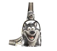 Sac à dos tendance avec motif loup amusant pour femme pour la randonnée, dessin animé drôle loup heureux, 1 size