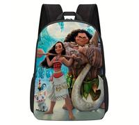 Sac à dos tendance Disney Moana et ses amis, imprimé graphique, doublure en polyester, avec bretelles réglables, idéal pour les voyages et les affaires, unisexe Noir