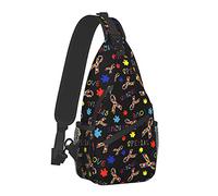 Sac à dos tendance en bandoulière léger pour sensibilisation à l'autisme, spécial amour noir, sac à dos d'extérieur avec sangle réglable pour le cyclisme, la salle de sport, la randonnée, taille uniqu