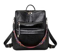 Sac à dos tendance en cuir pour femme - Grand sac à dos de designer pour voyage - Sacs à bandoulière tendance pour femme - Sacs à bandoulière pour, Noir , taille unique