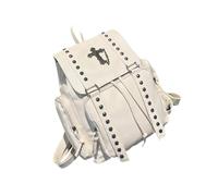 Sac à dos tendance en cuir synthétique avec rivets pour l'école, les voyages décontractés et l'utilisation quotidienne, blanc, As shown in the figure