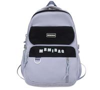 Sac à dos tendance pour étudiant avec sangles réglables pour l'école et une utilisation décontractée en nylon Sac à dos de livre Sac à dos de grande capacité, noir/violet