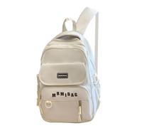 Sac à dos tendance pour étudiant avec sangles réglables pour l'école et une utilisation décontractée en nylon Sac à dos de livre Sac à dos de grande capacité, blanc