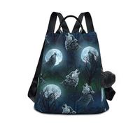 Sac à dos tendance pour femme avec imprimé loups blancs et noirs